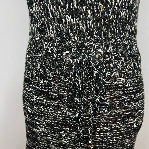 BCBGMaxazria Black Gray Beaded Loose Knit Beachy Sweater Dress, Women’s Medium - Picture 4 of 10